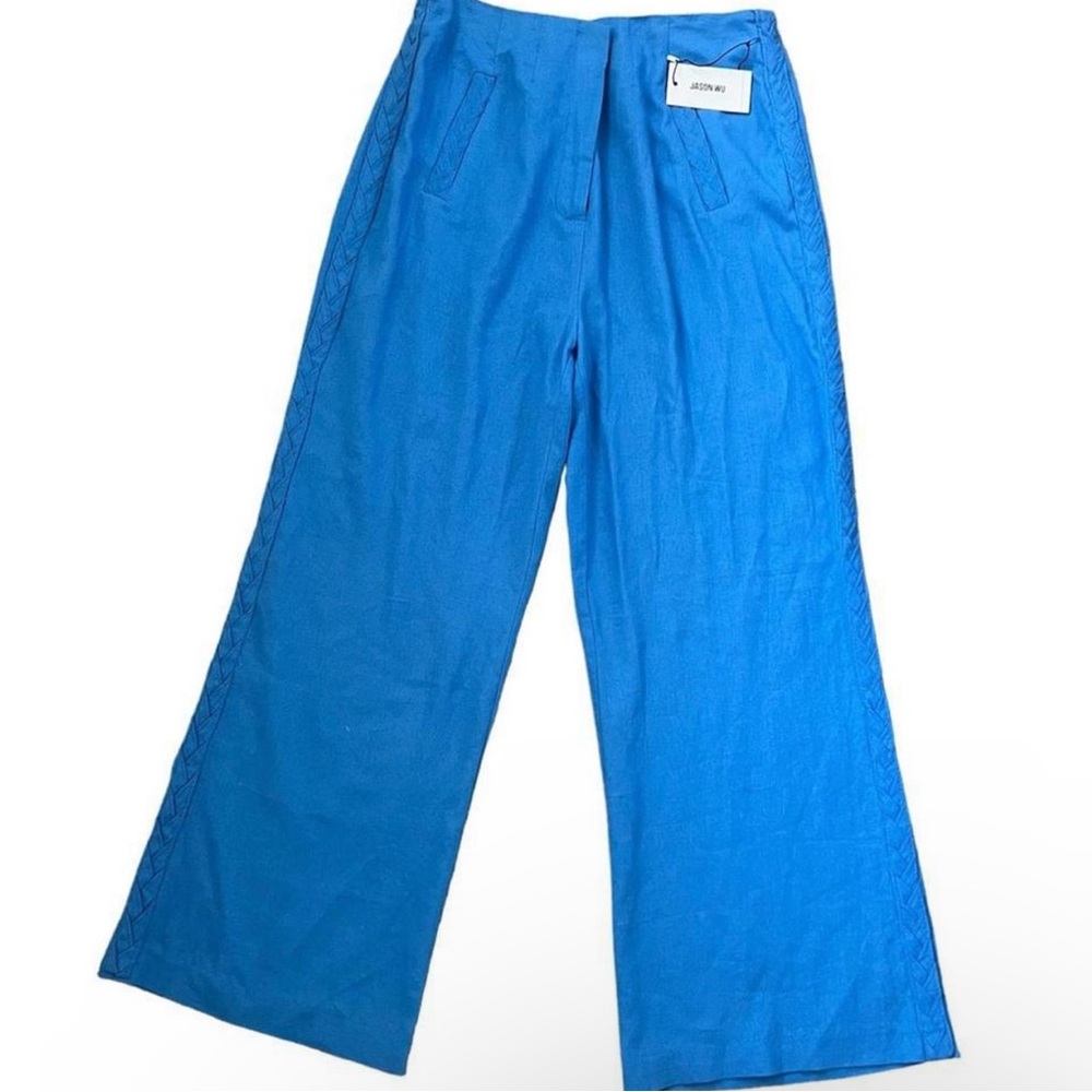Jason Wu Linen Blend Blue Wide Leg Pants